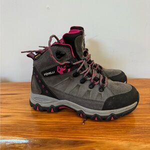 Women's Gray and Pink Hiking Boots foxelli